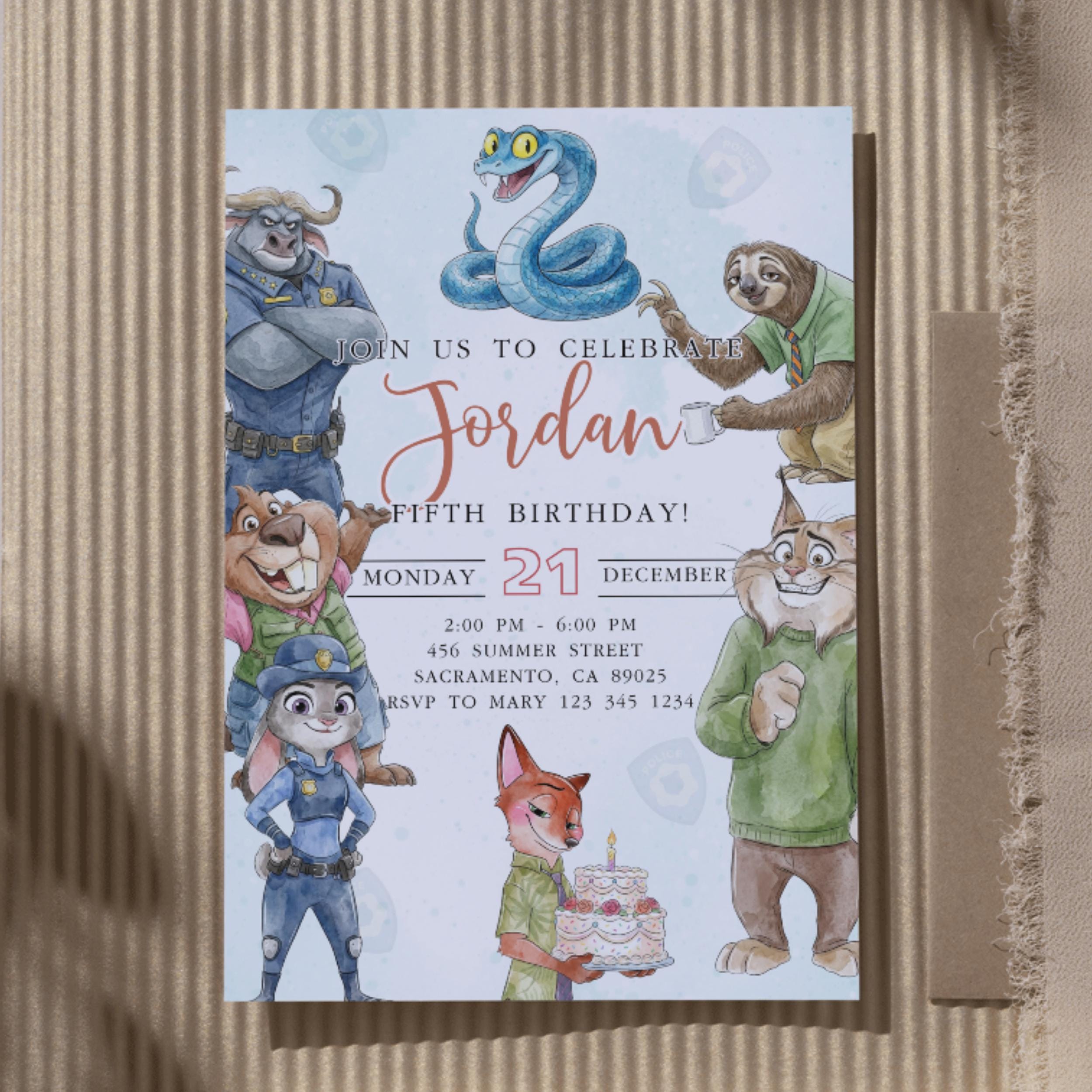 ANNA Zootopia Birthday Invitation Template | Judy Hopps and Nick Wilde