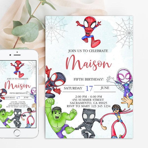 Spidey Invitation Spidey and his Amazing Friends Birthday Party Invite Spidey Birthday Invite Web Editable Template Instant Download Digital