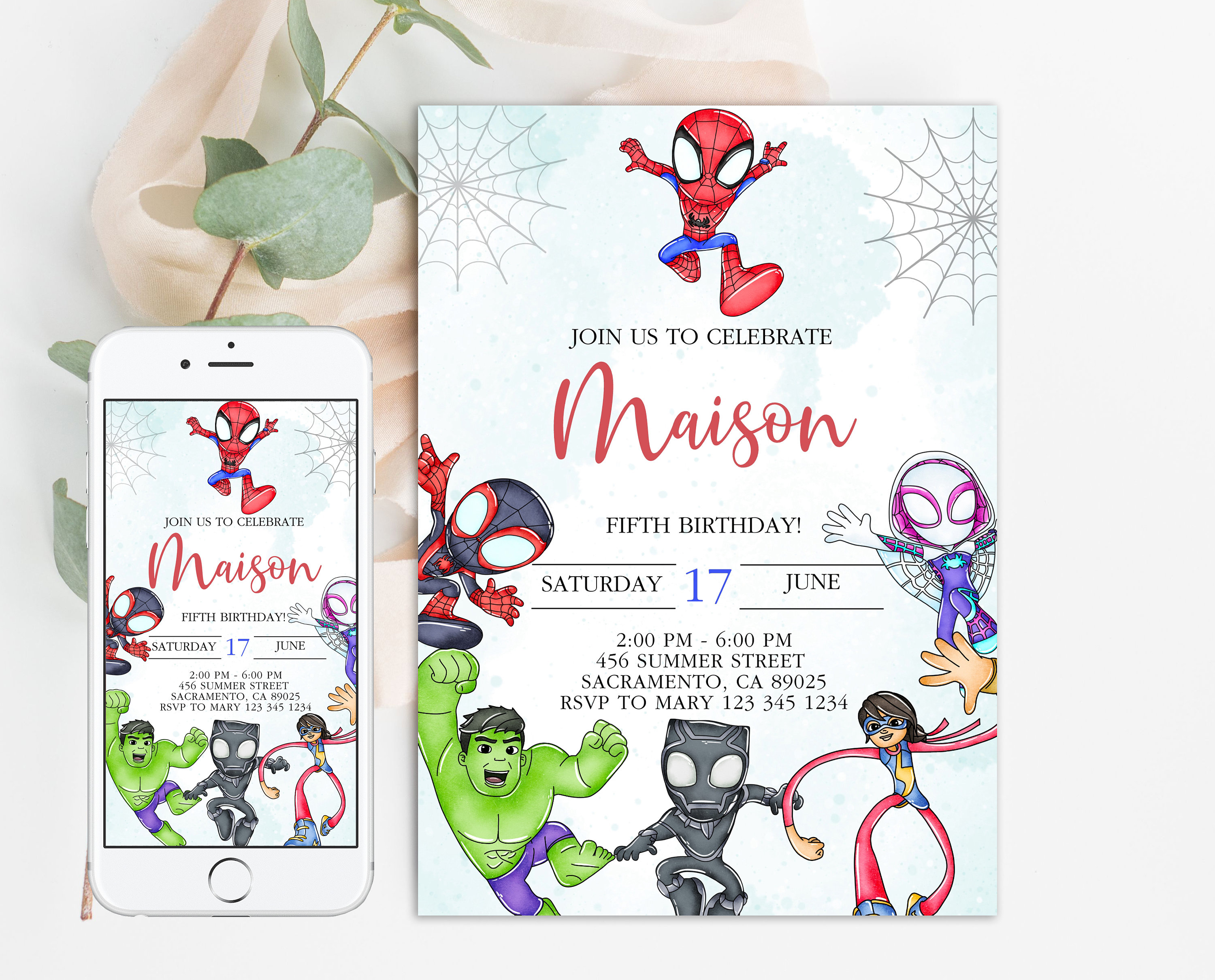 Spidey Invitation Spidey and his Amazing Friends Birthday Party Invite Spidey Birthday Invite Web Editable Template Instant Download Digital
