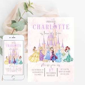 Little  Princess Birthday Invitation Girl Editable Template Custom Instant Download Digital or Printed