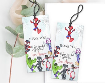 Thank You Tag Spidey Invitation Spidey and his Amazing Friends Birthday Party Invite Web Editable Template Instant Download Digital