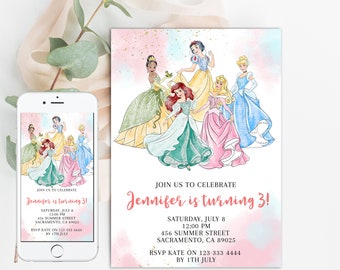 Little  Princess Birthday Invitation Girl Editable Template Custom Instant Download Digital or Printed