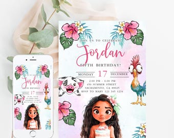 Moana Birthday Invitation: Editable Hawaiian Theme (Digital Download)