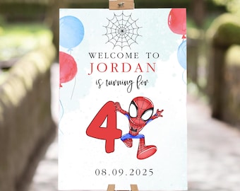 Spidey and Friends Birthday Welcome Sign: Editable Template (Digital Download)