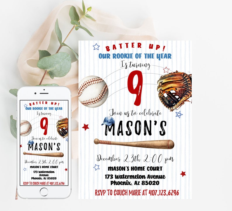 Editable Baseball Invitation, Baseball Birthday Invitation, Baseball ...