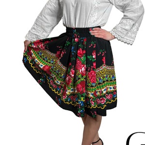 Short traditional highland skirt, folk skirt, blue traditional skirt, floral skirt, tradition, folklore, blue, women skirt image 1