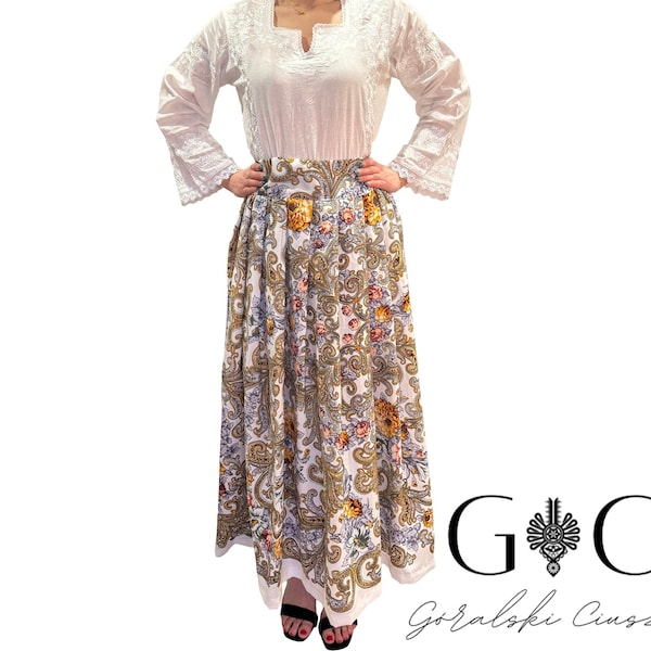 Polish folk,wool skirt,polish skirt,highlander skirt,flower skirt,skirt,white skirt,regional,tradition,folklore,handmade,flowers