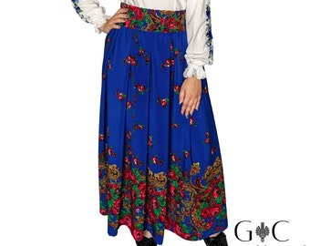 Long skirt,traditional highland skirt,folk skirt,blue,black,red,white traditional skirt,floral skirt,tradition,folklore,blue,women,polish