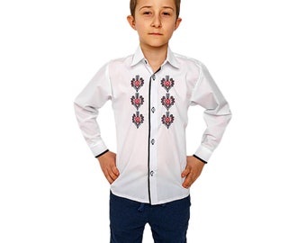 Polish folk,boy shirt,embroidery BOYS ELEGANT SHIRT,highlander shirt,embroidery, folklore,regional, tradition,cotton,white,shirt,handmade