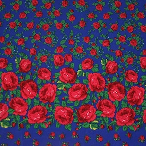 Polish folk fabric, highlander flower pattern, folklore, highlander folk pattern, Cleo motif, floral pattern, climbing roses and leaves, folk fabric
