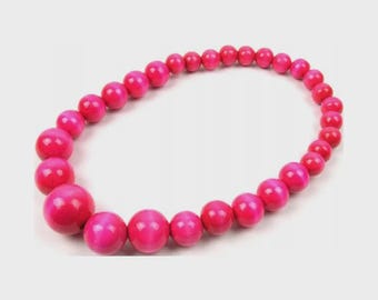 Polish wooden highlander lacquered folk beads, Polish jewelery, accessories, jewelery, regional accessories,Handmade Red Wooden Necklace