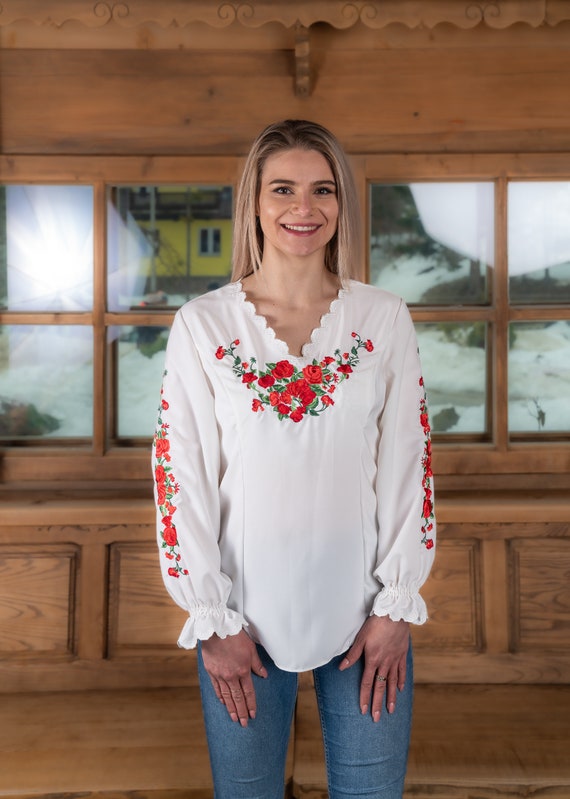 Polish Folk,woman Shirt,embroidery Blouse, Highlander Blouse