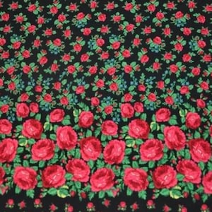 Polish folk fabric, highlander flower pattern, folklore, highlander folk pattern, Cleo motif, floral pattern, climbing roses and leaves, folk fabric