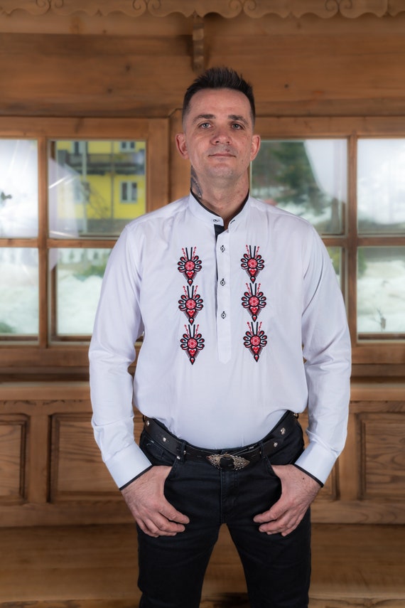 Herrenhemd mit stickerei Clearance