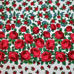 Polish folk fabric, highlander flower pattern, folklore, highlander folk pattern, Cleo motif, floral pattern, climbing roses and leaves, folk fabric