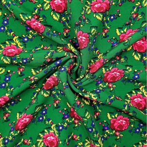 Polish folk fabric, Cleo motif, highland folk pattern, highland flower pattern, roses and leaves, folk fabric, digital printing