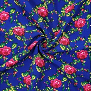 Polish folk fabric, Cleo motif, highland folk pattern, highland flower pattern, roses and leaves, folk fabric, digital printing