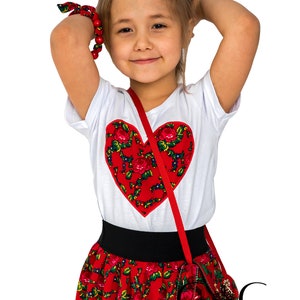 Falda regional para niñas, folk, montañesa, producción polaca, para niñas, para niños, hecha a mano, falda floral, falda corta, rojo, azul, blanco imagen 4