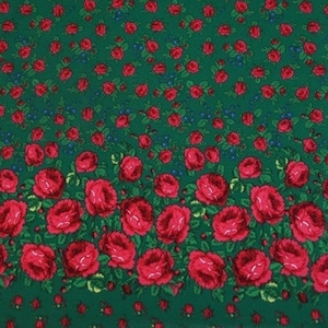 Polish folk fabric, highlander flower pattern, folklore, highlander folk pattern, Cleo motif, floral pattern, climbing roses and leaves, folk fabric