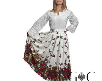 Long skirt,traditional highland skirt,folk skirt,blue,black,red,white traditional skirt,floral skirt,tradition,folklore,blue,women,polish