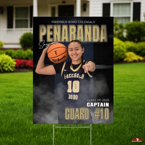 Printed Sports Yard Sign | Personalized Team and Individual Banners | Senior Night | High School Sports | College Sports | Basketball