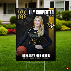 Printed Sports Yard Sign | Personalized Team and Individual Banners | Senior Night | High School Sports | College Sports | Basketball