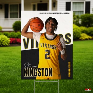 Printed Sports Yard Sign | Personalized Team and Individual Banners | Senior Night | High School Sports | College Sports | Basketball