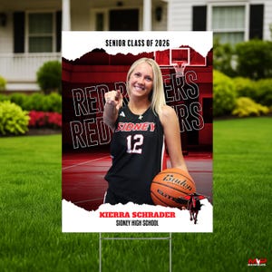 Printed Sports Yard Sign | Personalized Team and Individual Banners | Senior Night | High School Sports | College Sports | Basketball