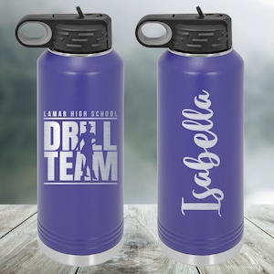Personalized Sports Water Bottle | Engraved Custom Logo | 40oz, 32oz, or 20oz  | Double Insulated | Drill Team/Dance Design with Name