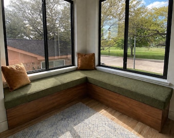 Custom L Shape Bench Cushion | Corner Seating Pad for Breakfast Nooks & Banquettes | Made to Order
