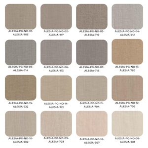 Fabric swatch collection featuring 16 different fabric samples in a variety of colors and textures. Perfect for custom cushions, including banquette cushions, bench cushions, and window seat cushions.