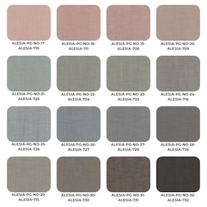 Fabric swatch collection featuring 16 different fabric samples in a variety of colors and textures. Perfect for custom cushions, including banquette cushions, bench cushions, and window seat cushions.