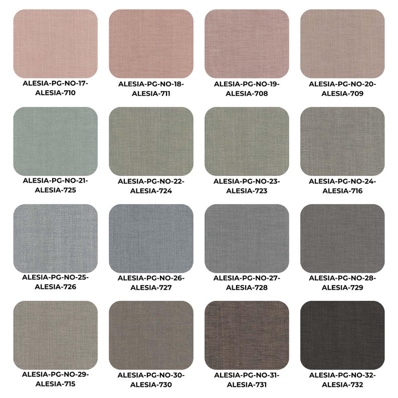 Fabric swatch collection featuring 16 different fabric samples in a variety of colors and textures. Perfect for custom cushions, including banquette cushions, bench cushions, and window seat cushions.