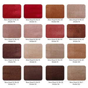 Fabric selection swatch featuring 16 samples in various hues and finishes, perfect for choosing the right material for custom cushions