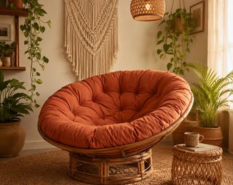 Custom Outdoor Papasan Chair Cushion – Sunbrella Agora Boho Rattan Pad