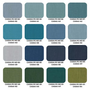 Swatch book with 16 fabric options, showcasing a mix of textures, patterns, and colors for upholstery, cushion covers, and DIY projects.