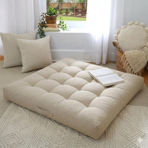 3" Thick Custom Tufted Cushions | Floor Cushion | Bench Pad | Window Nook Pads