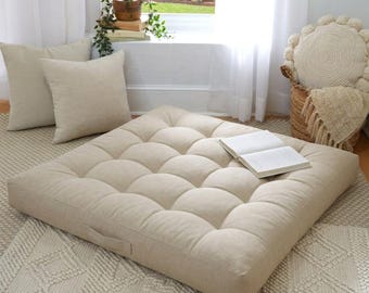 3" Thick Custom Tufted Cushions | Floor Cushion | Bench Pad | Window Nook Pads