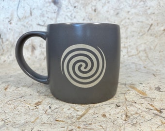 Spiral Finger Labyrinth Meditation Mug with Optional Tea Strainer and Free Eventualitea