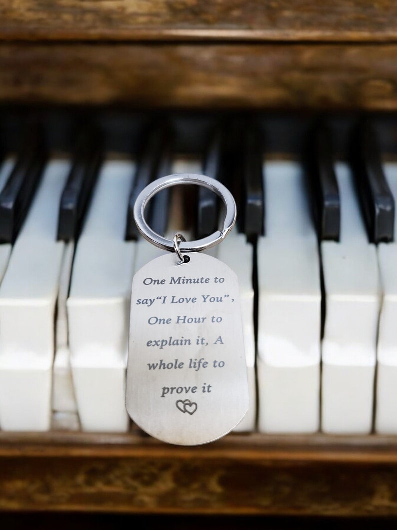 Stainless Steel Keychain One Minute to Say I Love You Etsy