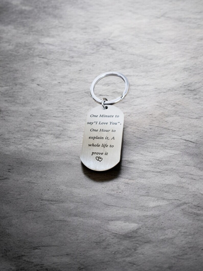 Stainless Steel Keychain One Minute to Say I Love You Etsy
