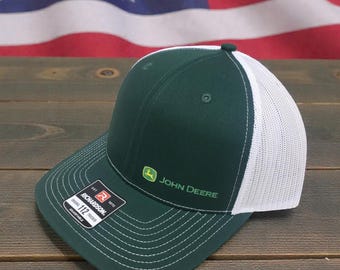 Richardson Snapback John Deere Hat — Mesh Trucker Cap | Agriculture & Tractor Gift