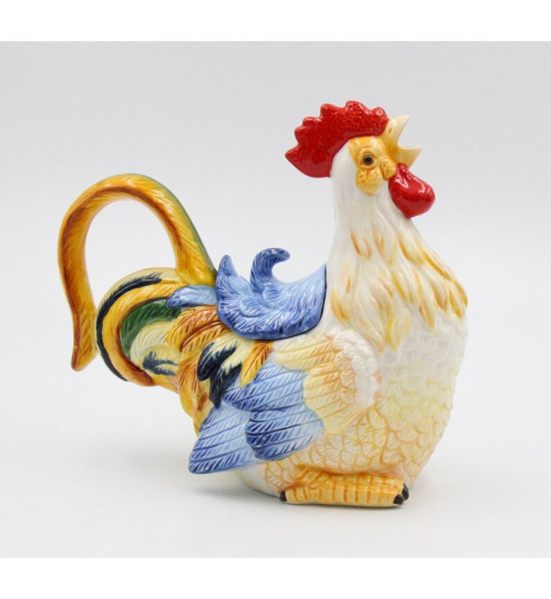 Golden Rooster Teapot, Farmhouse Decor, Kitchen Rooster Tea Pot Etsy