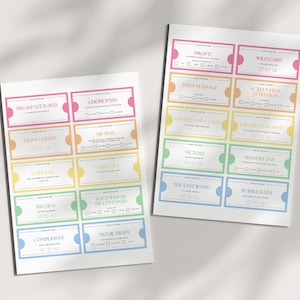 Muttertag Gutschein Vorlage, Last Minute Geschenk für Mama, Liebe Gutscheinbuch, druckbare Geschenkgutscheine für Sie, Gutscheinbuch, Sofort Download
