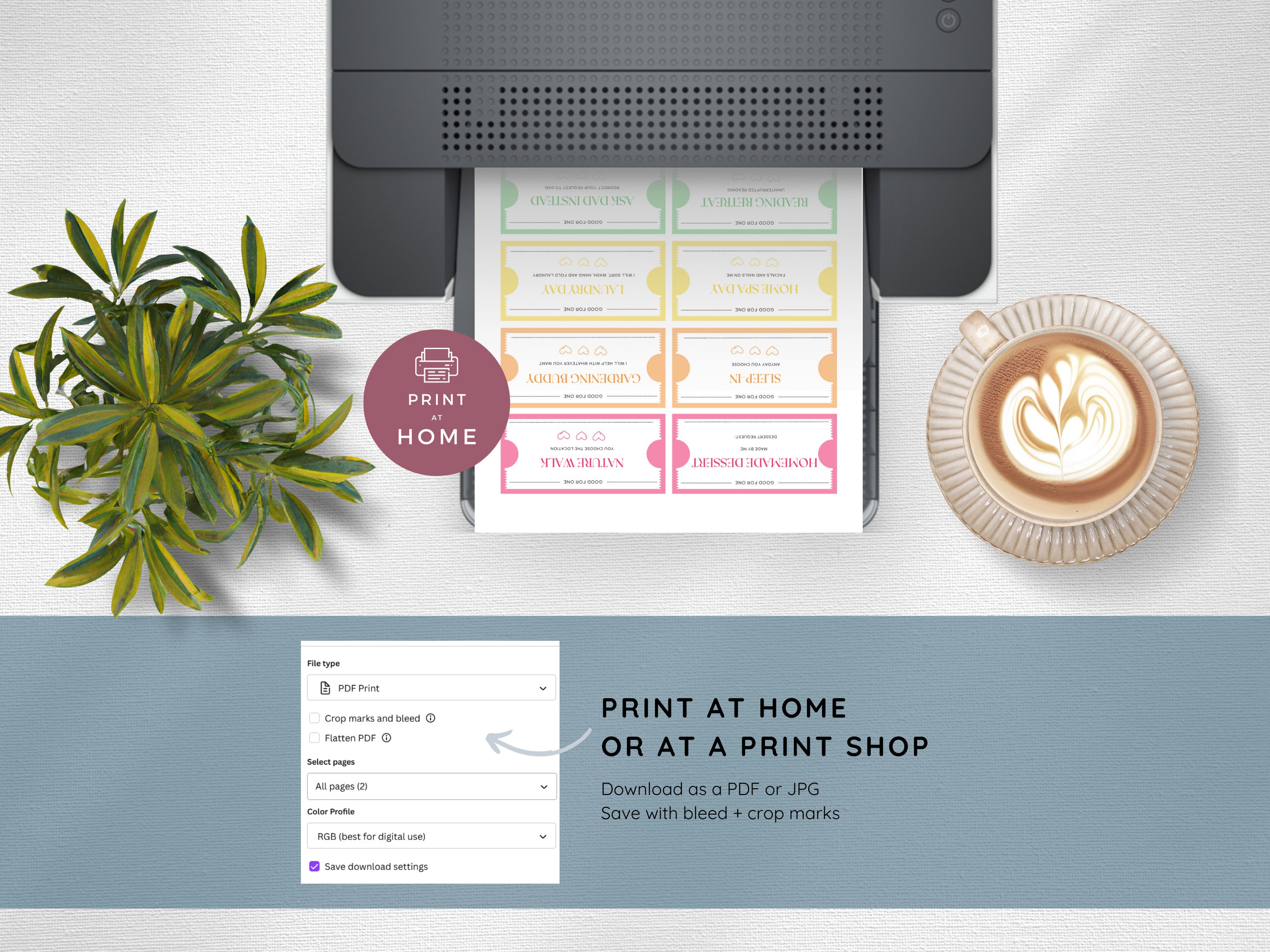 Mothers Day Coupons Template, Last Minute Present for Mom, Love Coupon ...