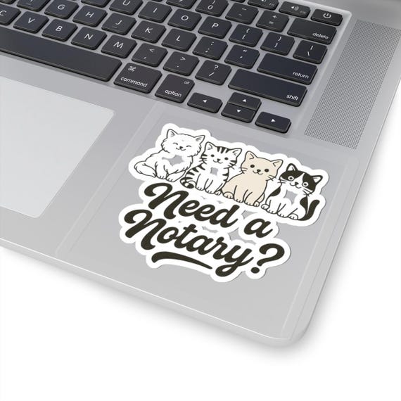 Cute Cat Notary Kiss-Cut Stickers, Cat Lovers Gift, Office Humor, Laptop Decals, Funny Stickers for Holidays