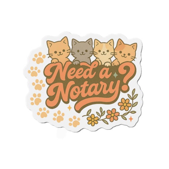 Cute Cat Themed Die-Cut Magnets for Notary Lovers, Home Decor, Office Supplies, Gift for Cat Lovers, Fun Refrigerator Magnet