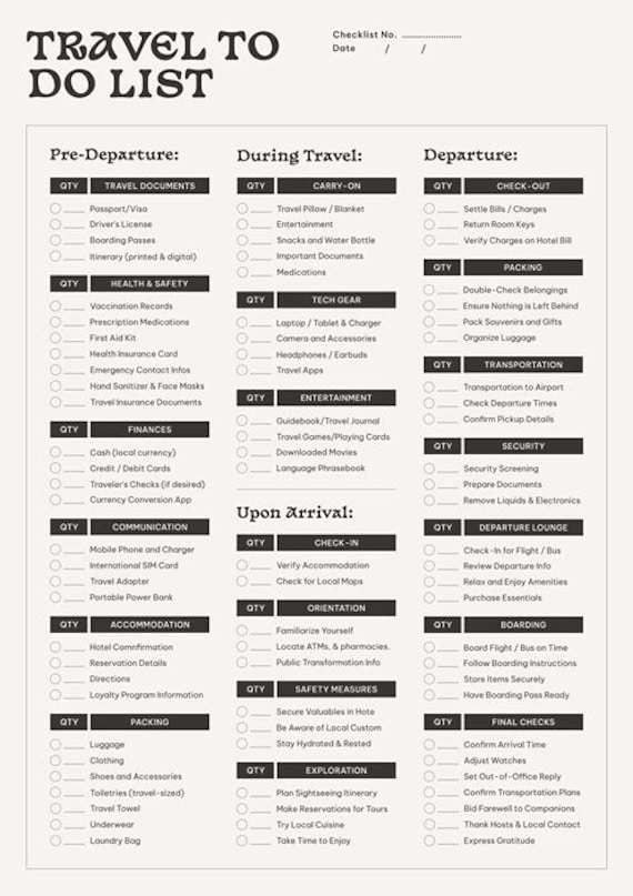 The Minimalist Travel To Do List