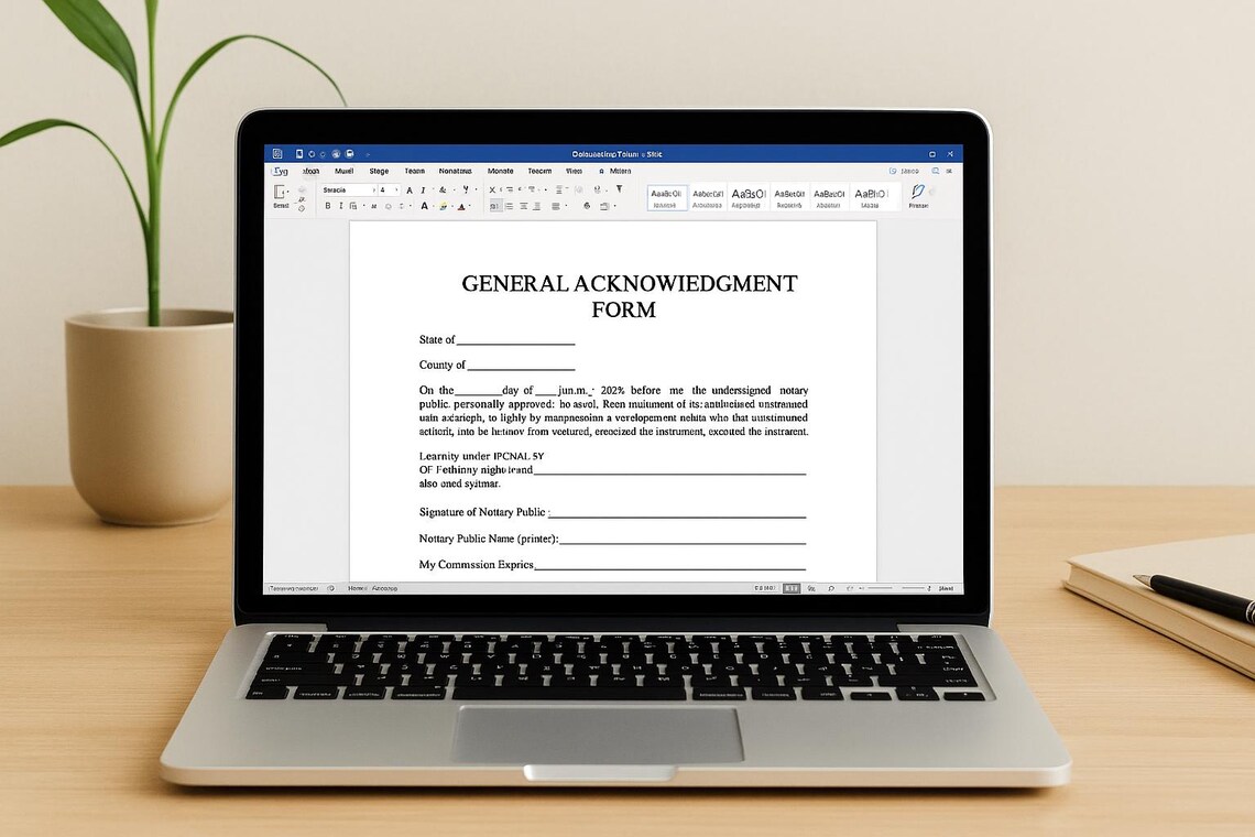 Editable General Acknowledgment Form (DOCX) – Printable Notary Template ...