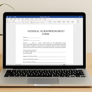 Editable General Acknowledgment Form (DOCX) – Printable Notary Template for Word | Instant Download